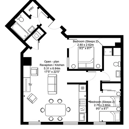 New Stylish 2bed-2bath-by Fabaccommodation *